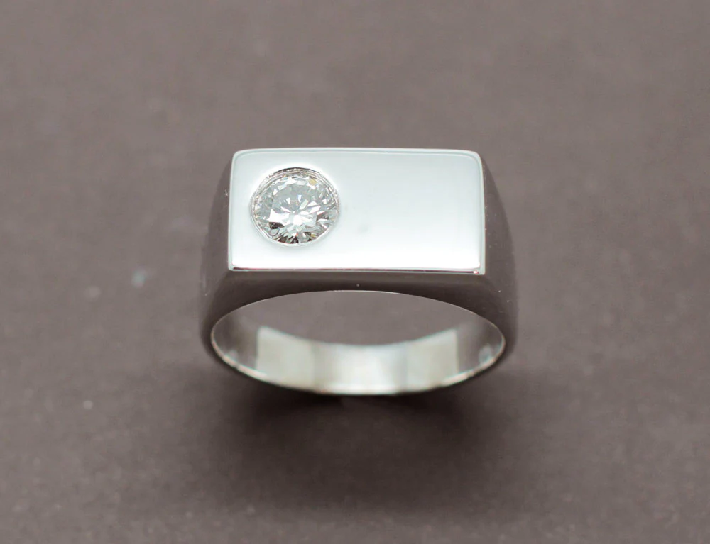 Chevalière Or Blanc Diamant - Image 2