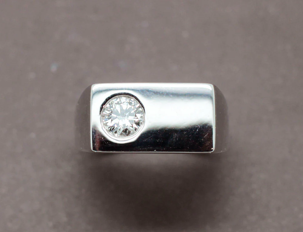Chevalière Or Blanc Diamant - Image 3