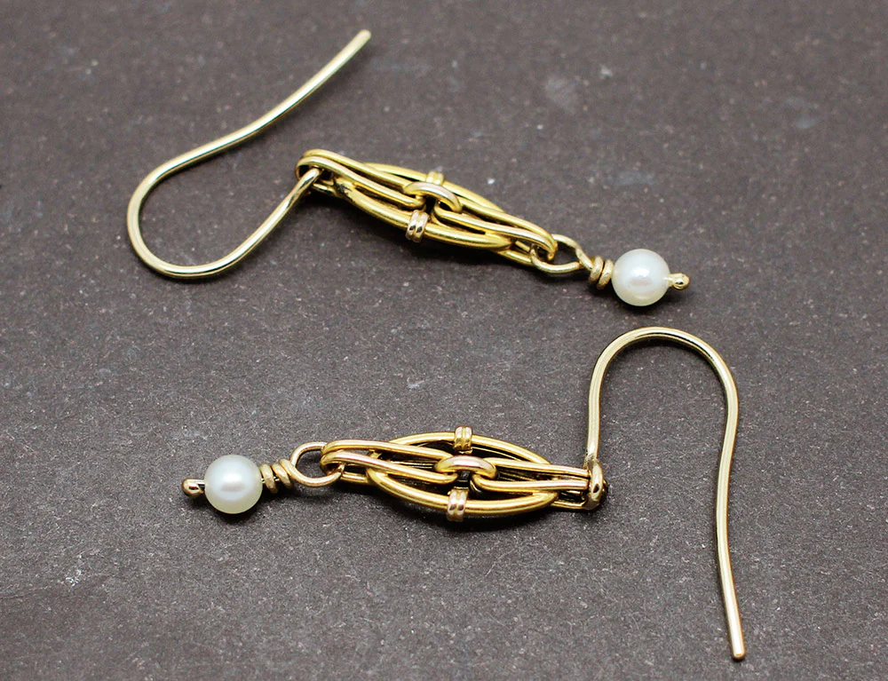 Collection Les Recyclés : Boucles Pendantes Or Perles - Image 3