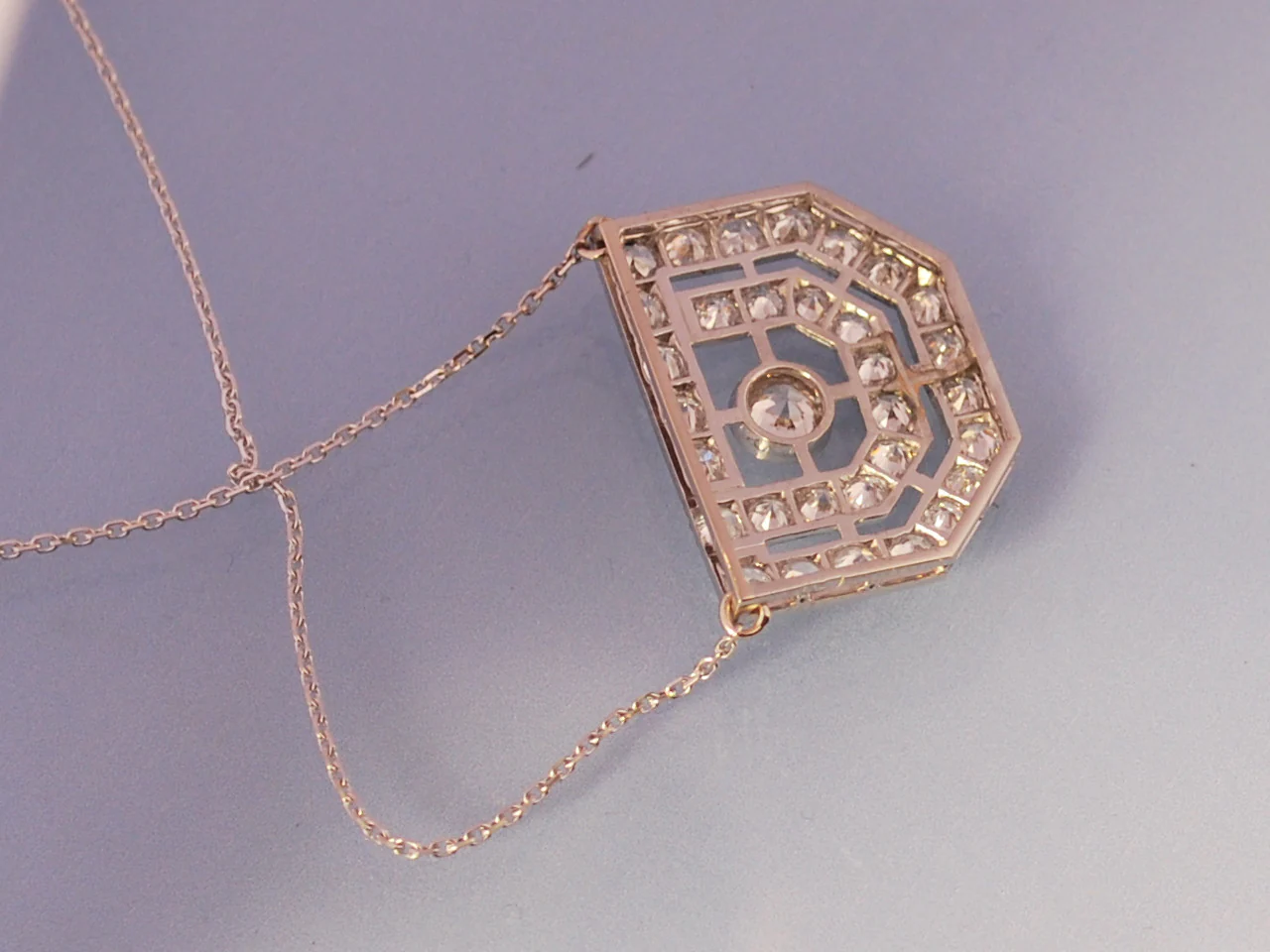 Collier diamants ART DECO en or et platine - Image 3
