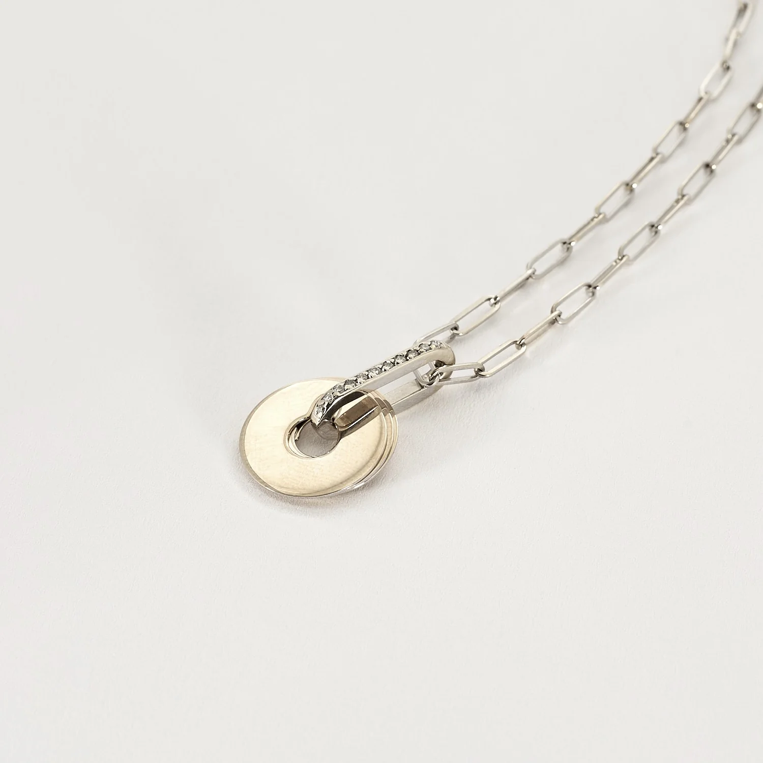 Collier Dinh Van "Cible" Or gris Diamants - Image 4