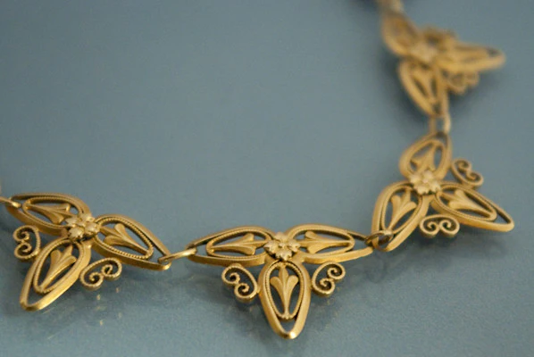 Collier Draperie 1900 en Or - Image 2