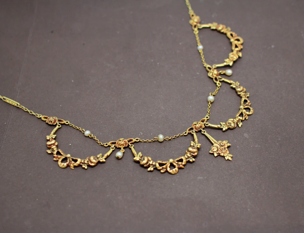 Collier Draperie 1900 Or Jaune - Image 2