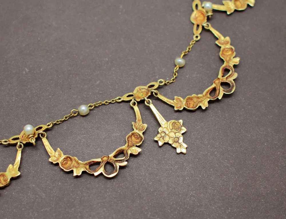 Collier Draperie 1900 Or Jaune - Image 3