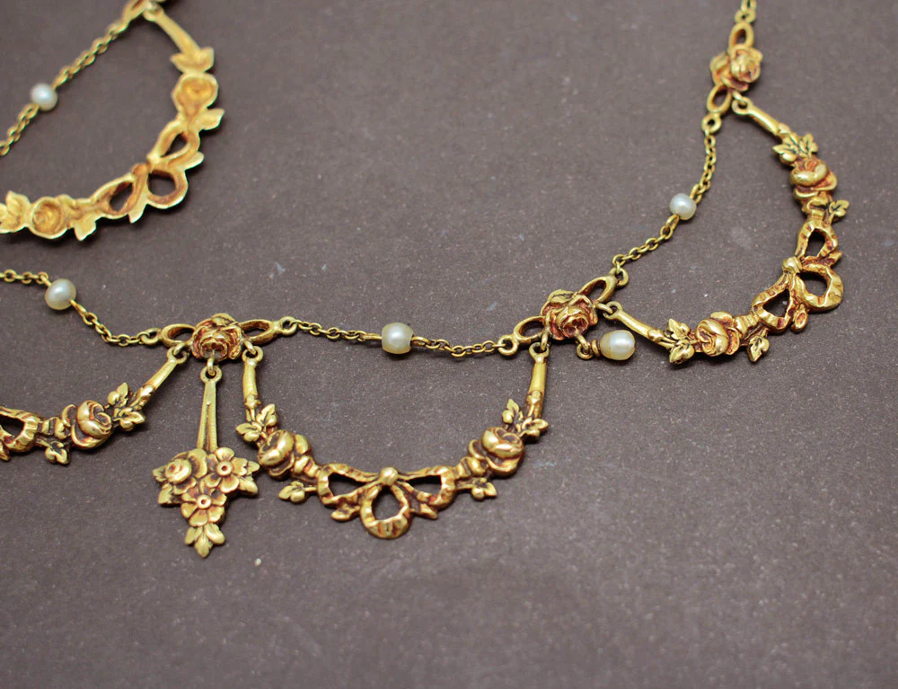 Collier Draperie 1900 Or Jaune - Image 4