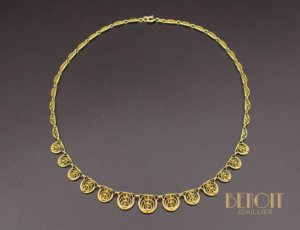 Collier Draperie Ancien Or Jaune