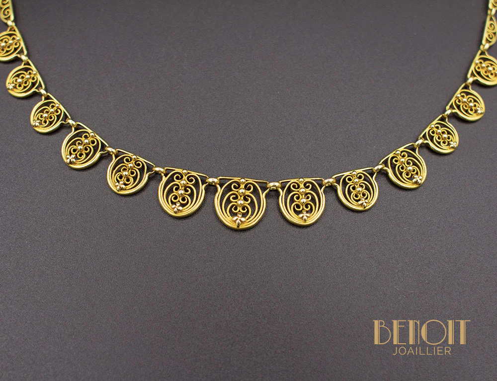 Collier Draperie Ancien Or Jaune - Image 2