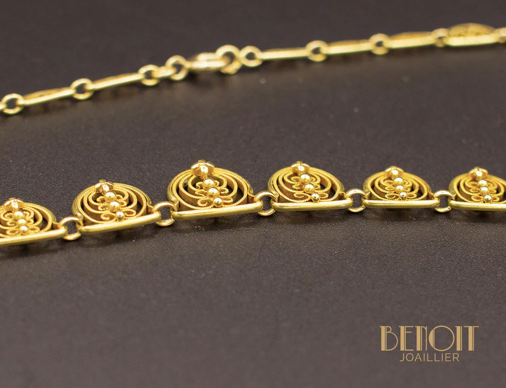 Collier Draperie Ancien Or Jaune - Image 4