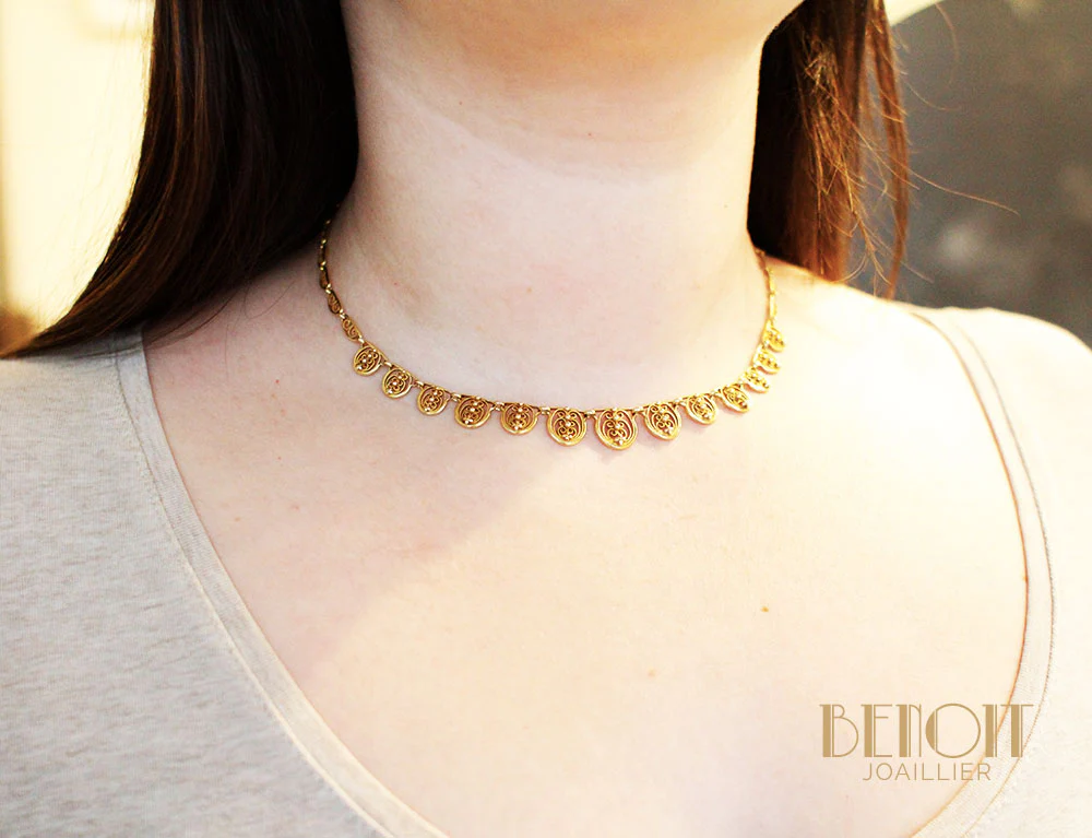 Collier Draperie Ancien Or Jaune - Image 5