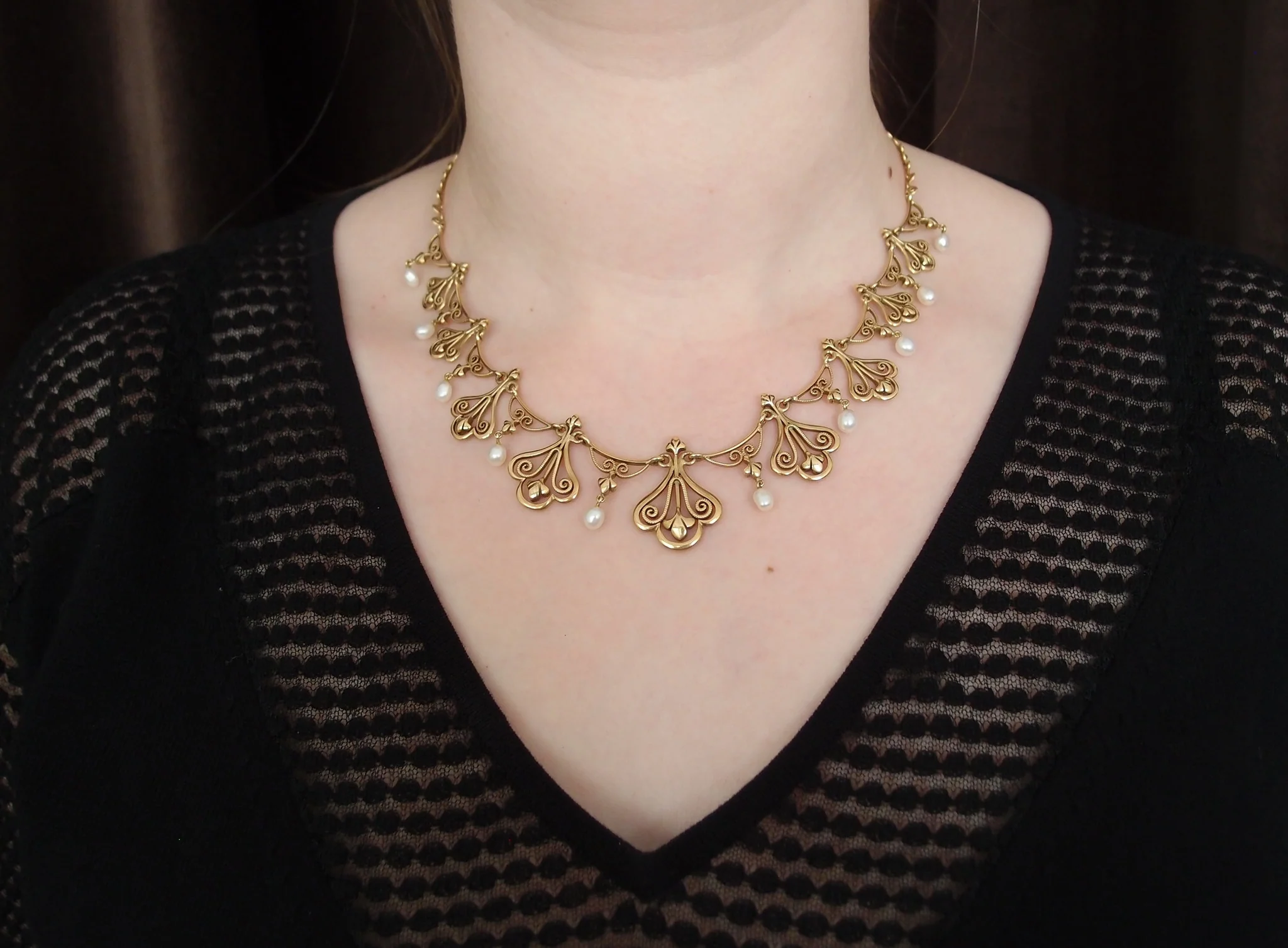 Collier "Draperie" or et perles vers 1900 - Image 5