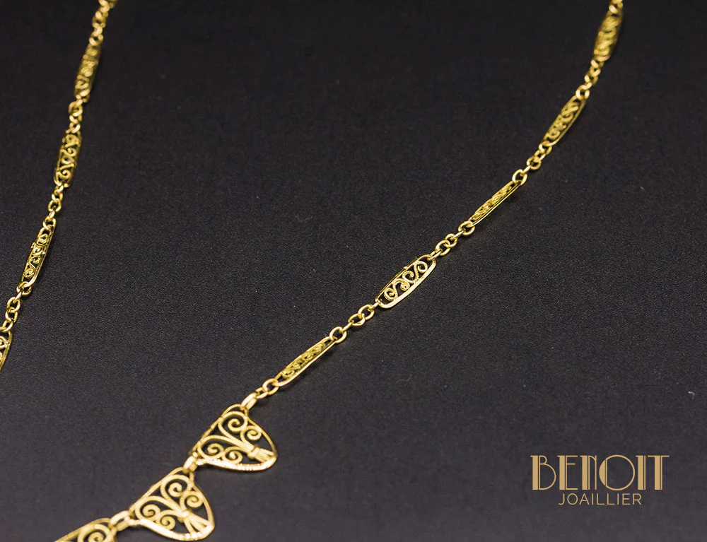 Collier Draperie Or Jaune - Image 3