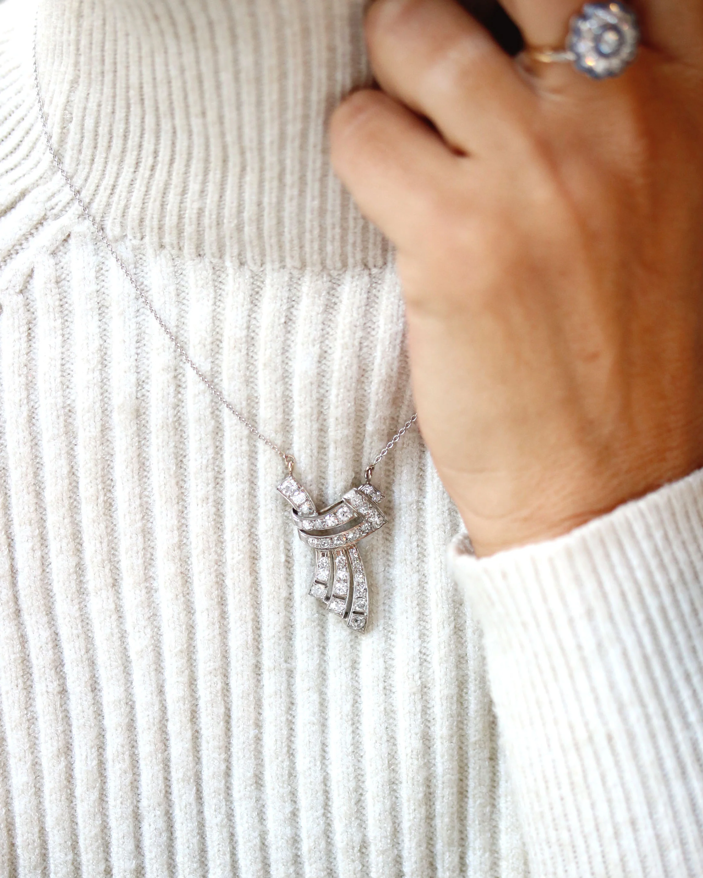 Collier "Les Recyclés" Diamants en Platine et Or Blanc - Image 3