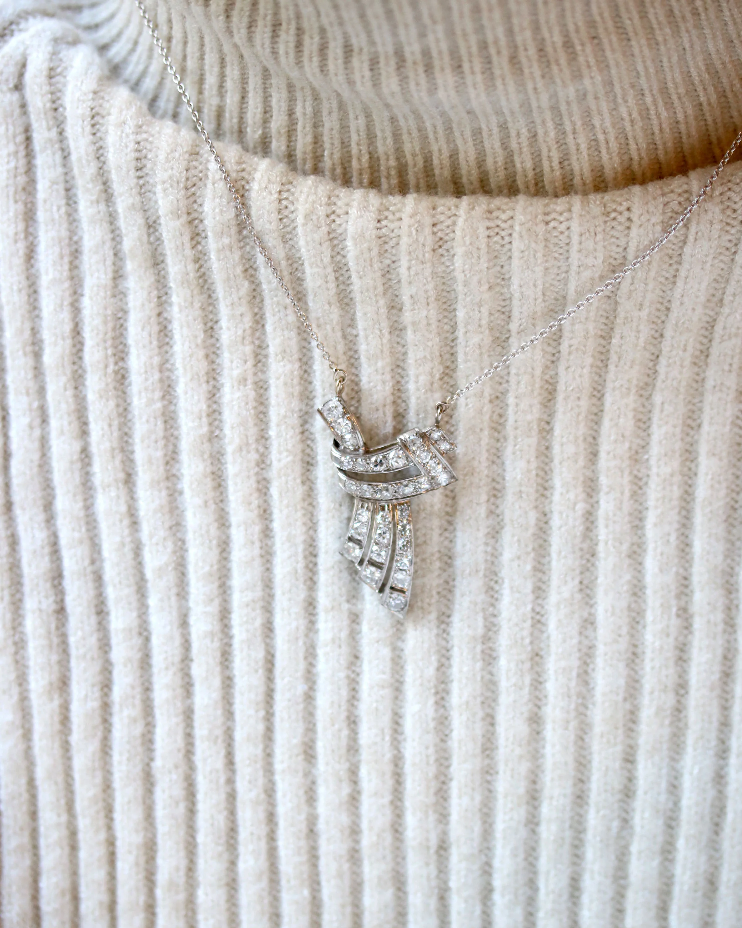Collier "Les Recyclés" Diamants en Platine et Or Blanc - Image 4