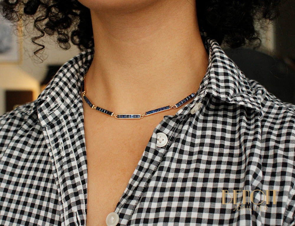 Collier "Les Recyclés" Or et Saphirs - Image 4