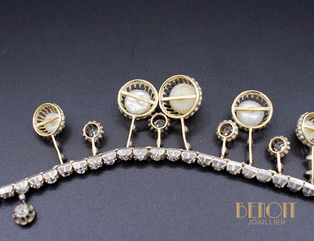Collier Perles Diamants XIXe Siècle - Image 3