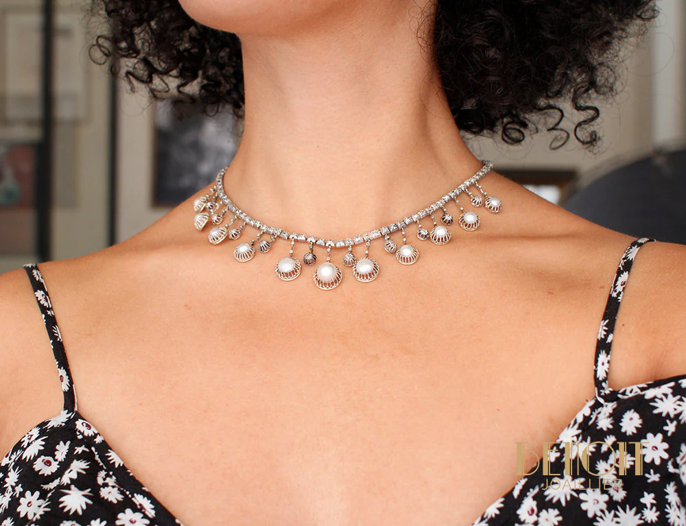 Collier Perles Diamants XIXe Siècle - Image 6