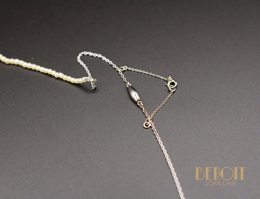 Collier XIXe Perles Fines Diamants - Image 5