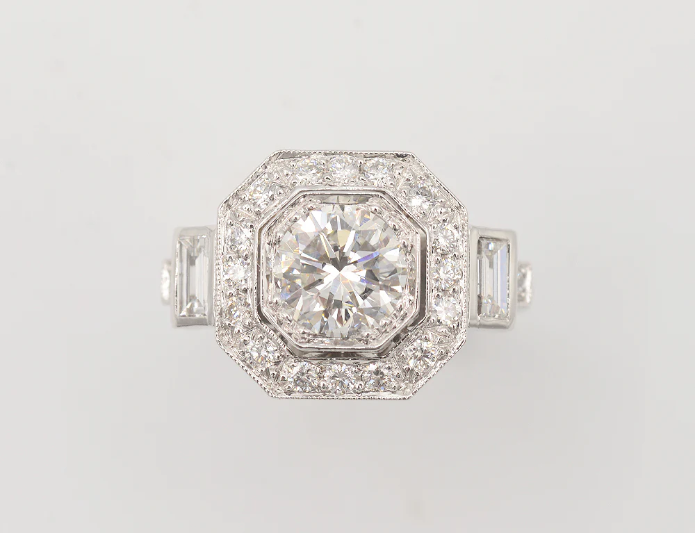 Bague Création Benoît Joaillier "Carré Pans Coupés" Diamant 1,07 carat F-Si1 - Image 2