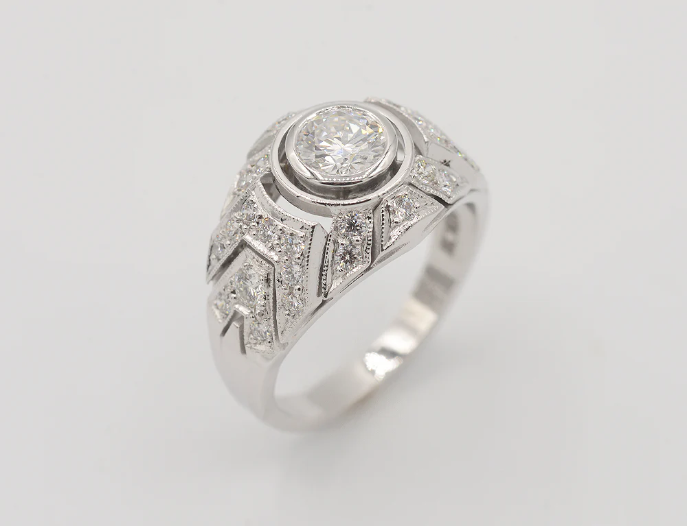 Bague Création Benoit Joaillier "Jonc Style Art Déco Diamant"