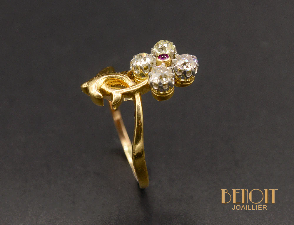 Bague Fleur Style Art Nouveau - Image 3