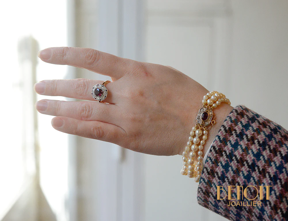 Bague Pompadour Or Rubis et Diamants - Image 10