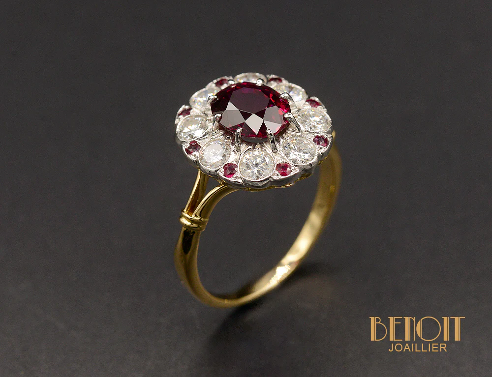 Bague Pompadour Or Rubis et Diamants - Image 5