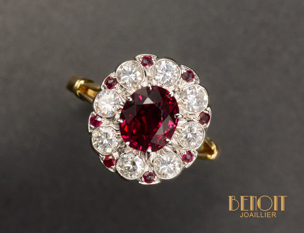 Bague Pompadour Or Rubis et Diamants - Image 6