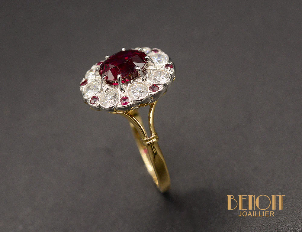 Bague Pompadour Or Rubis et Diamants - Image 7