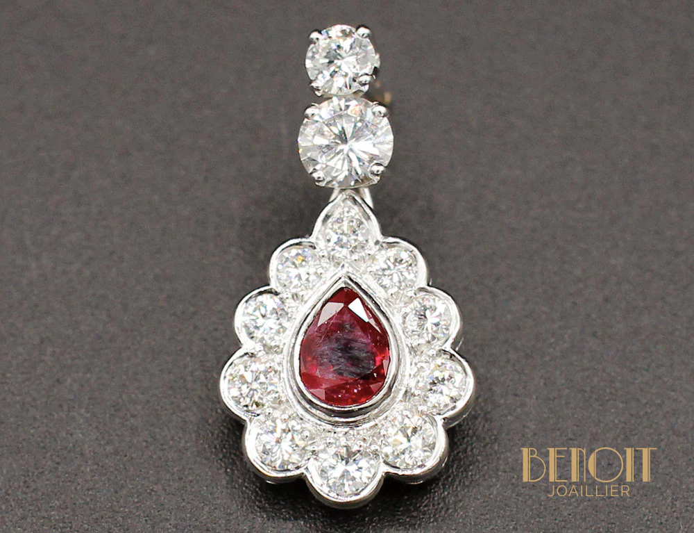 Boucles d'oreilles Rubis et Diamants - Image 2
