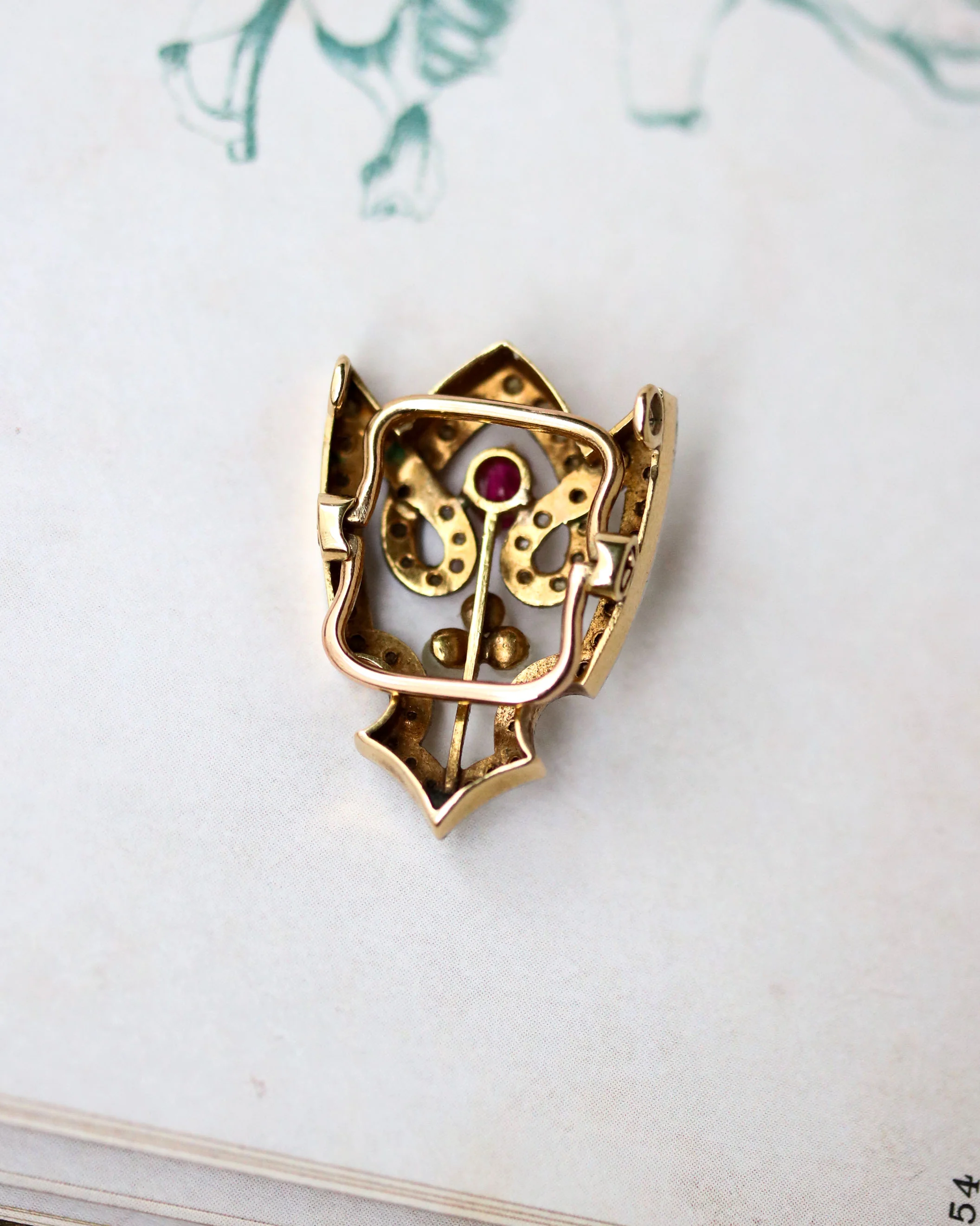 Coulant de Sautoir ou Pendentif en Or, Rubis et Perles - Image 4