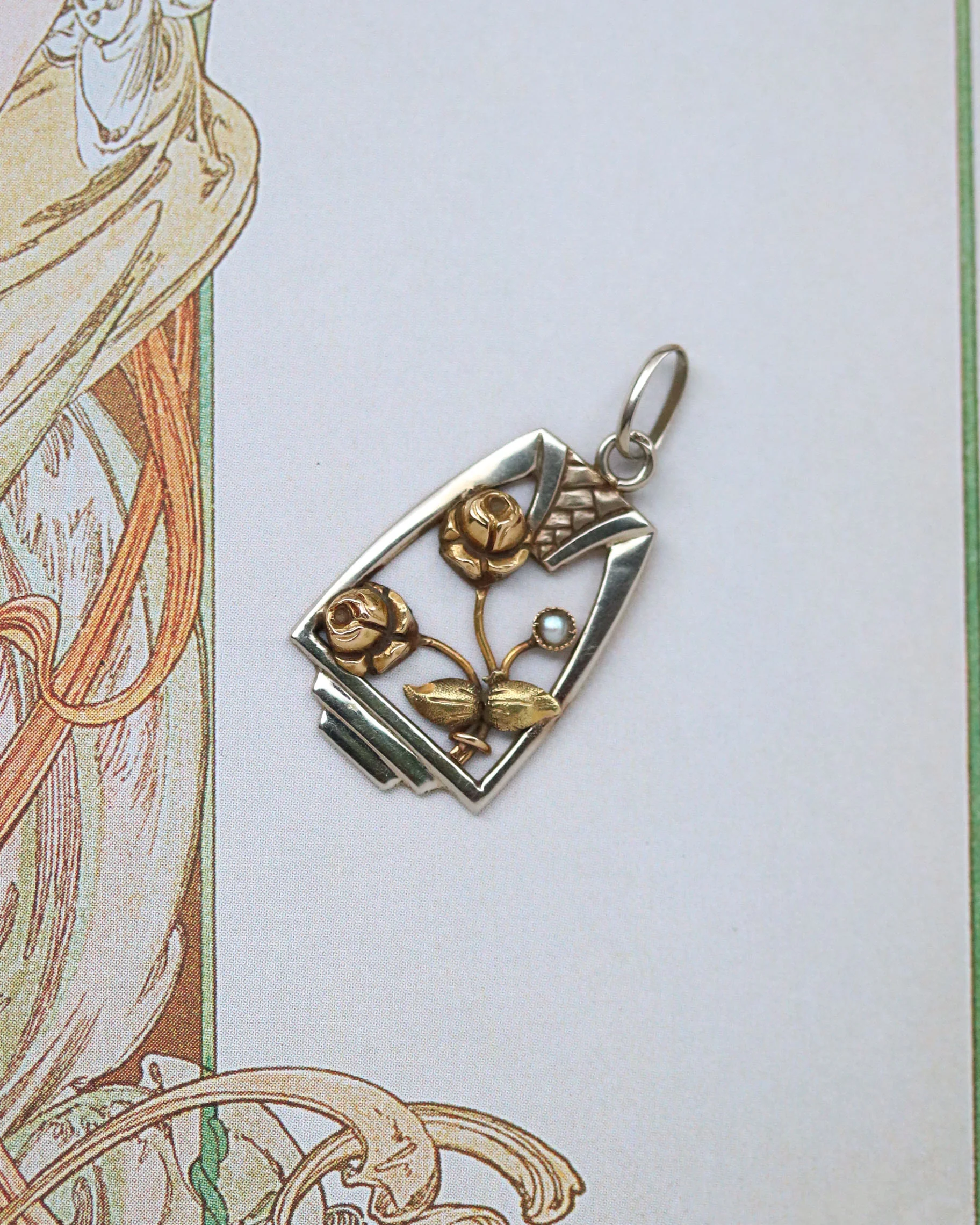 Coulant de Sautoir ou Pendentif en Or, Rubis et Perles - Image 9