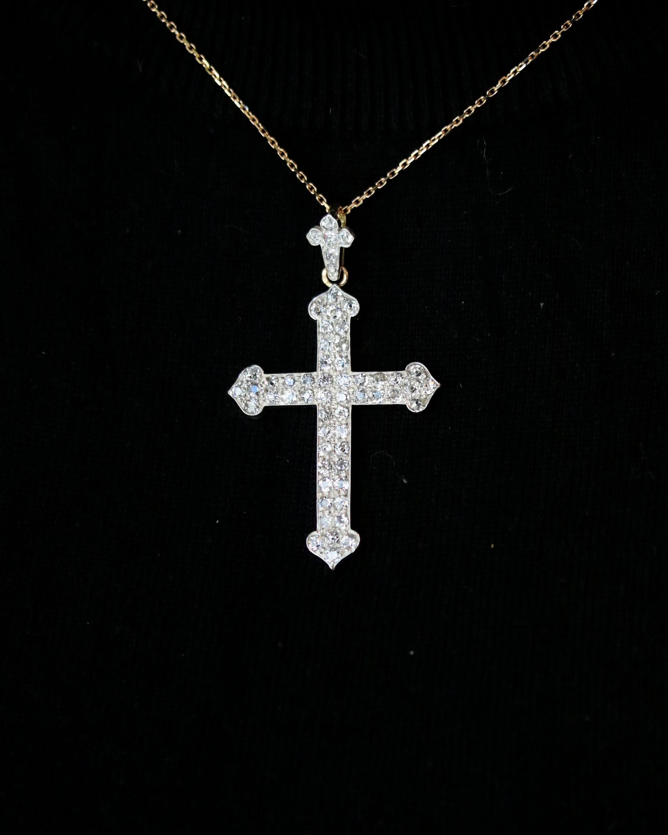 Croix Belle Epoque Or, Argent et Diamants - Image 2