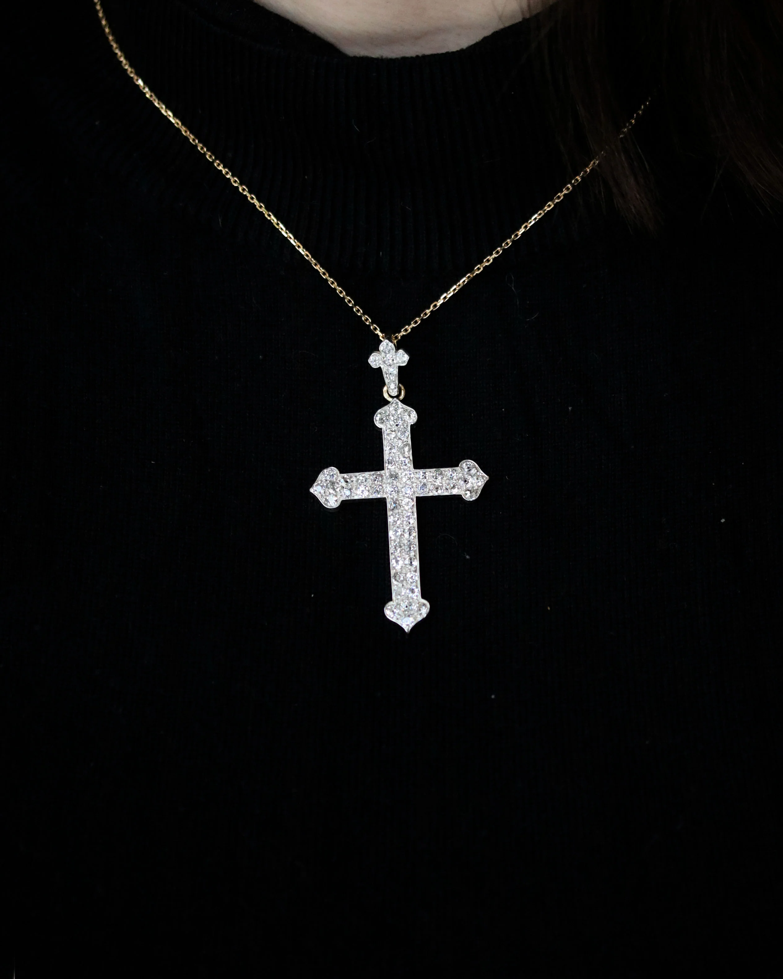 Croix Belle Epoque Or, Argent et Diamants - Image 5