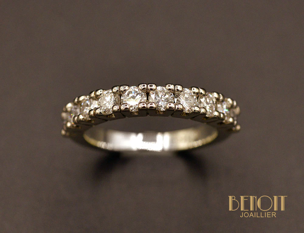 Demi-Alliance Or Blanc et Diamants - Image 2
