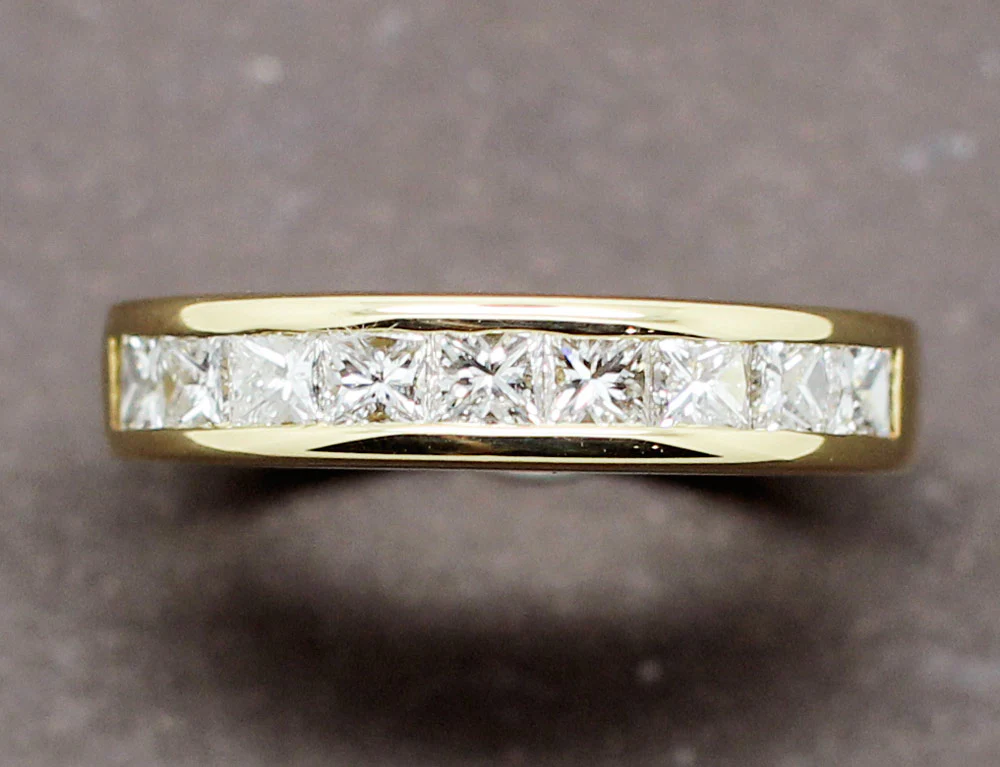 Demi Alliance Or Jaune et Diamants Taille Princesse - Image 3