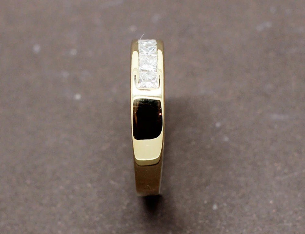 Demi Alliance Or Jaune et Diamants Taille Princesse - Image 4