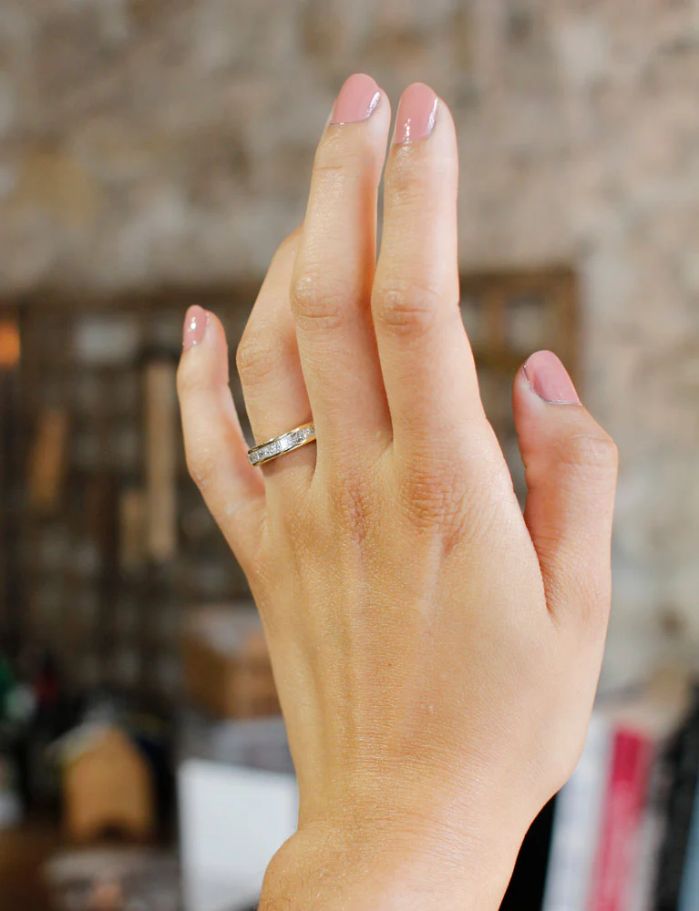 Demi Alliance Or Jaune et Diamants Taille Princesse - Image 7