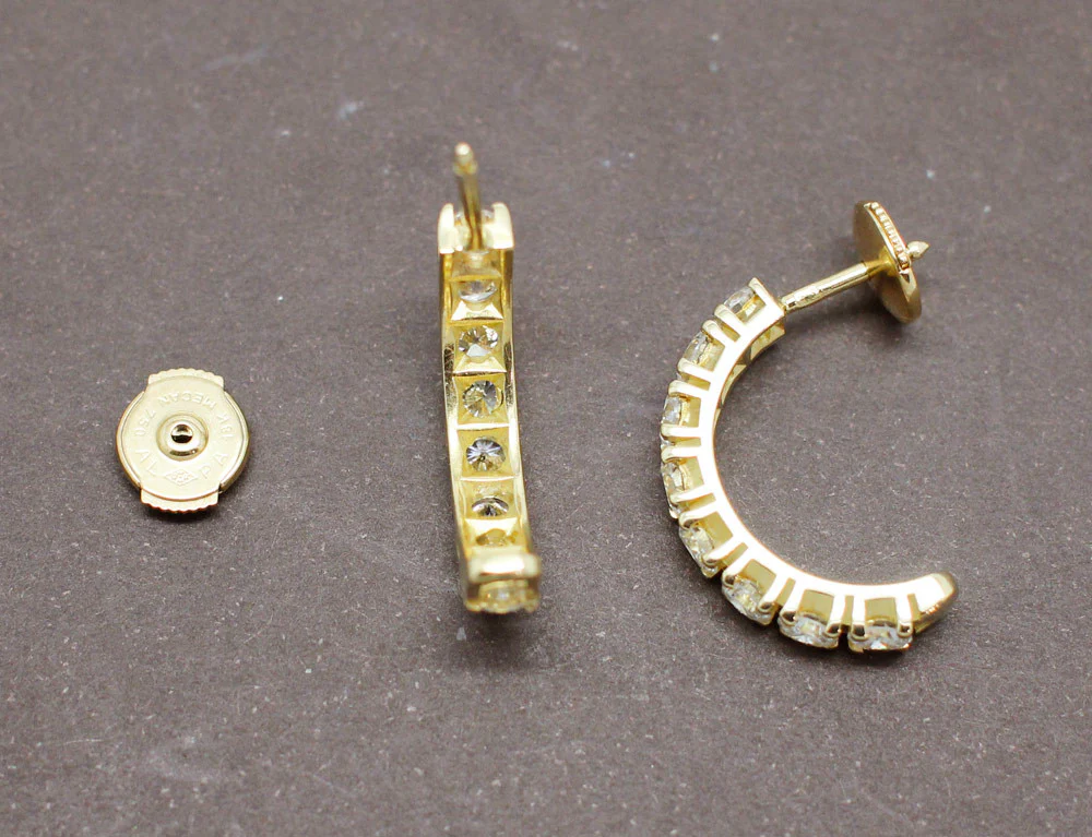 Demi-Créoles Or Jaune Pavées Diamants - Image 4
