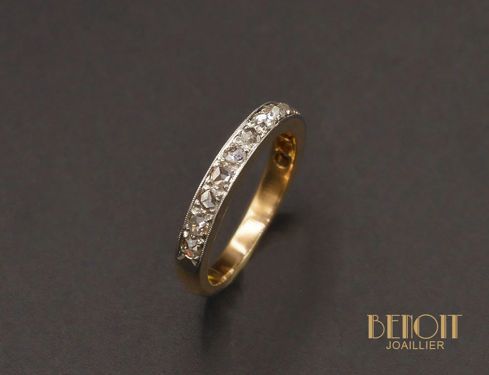 Demi-Alliance en Or Rose Diamants