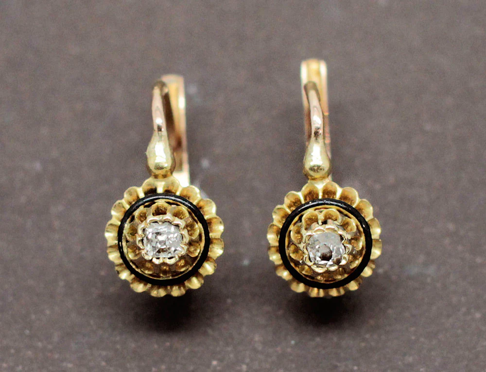 Dormeuses Ancienne Diamants Email