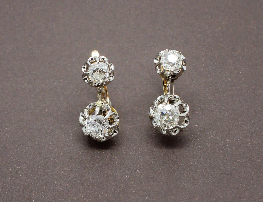 Dormeuses Anciennes Diamants Or Jaune