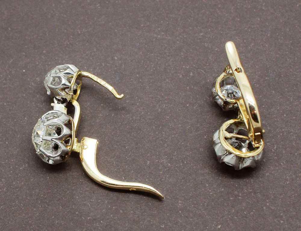 Dormeuses Anciennes Diamants Or Jaune - Image 3