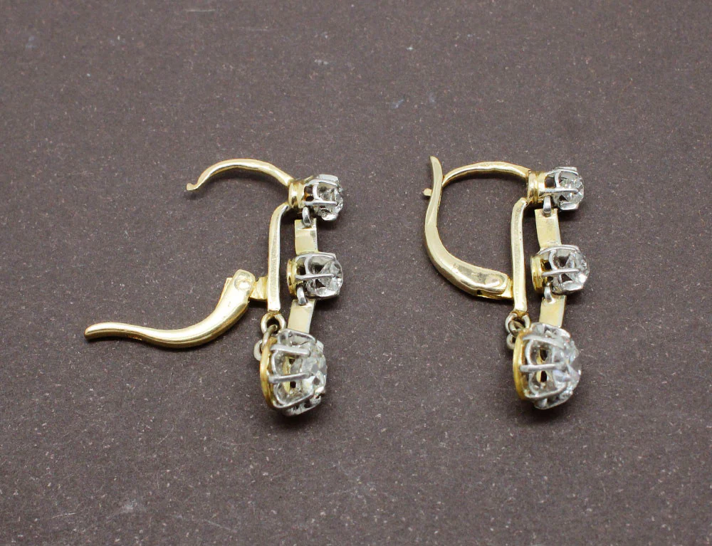Dormeuses Anciennes en Diamants Or et Platine - Image 3