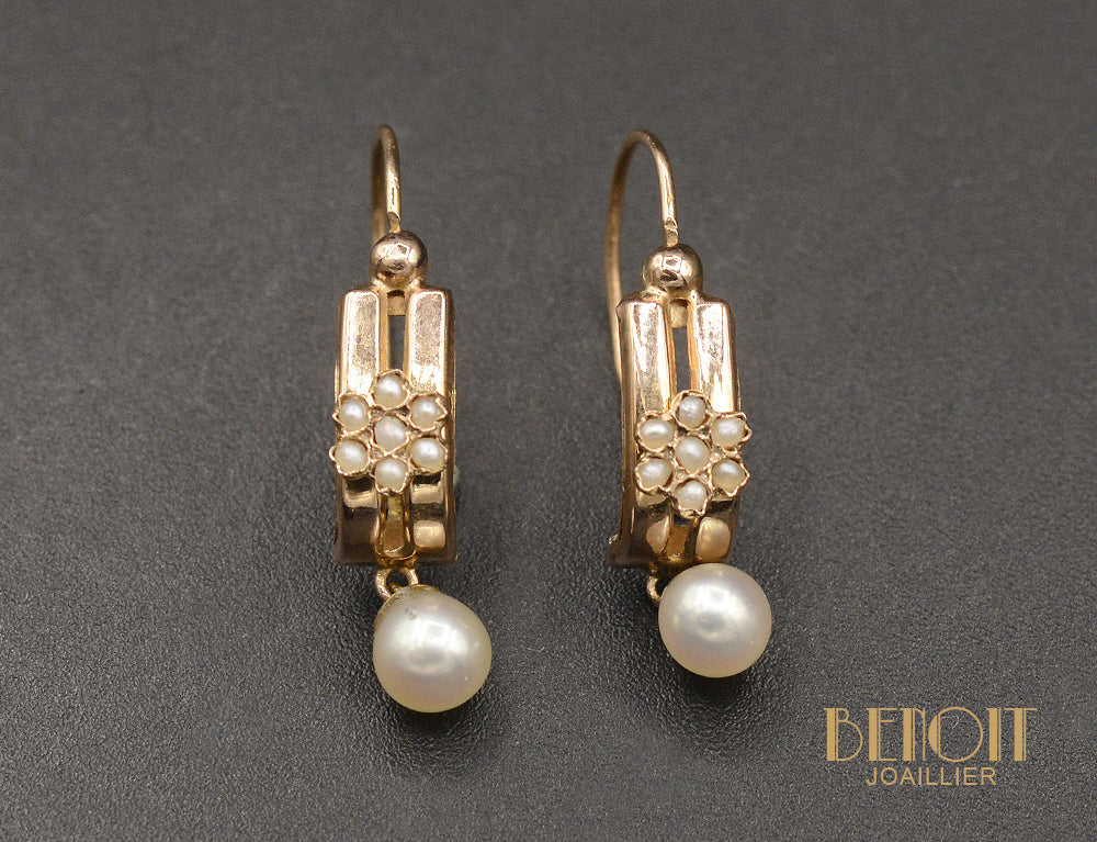 Dormeuses Or Rose et Perles