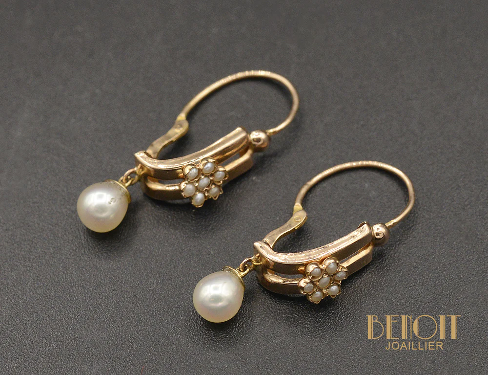 Dormeuses Or Rose et Perles - Image 2