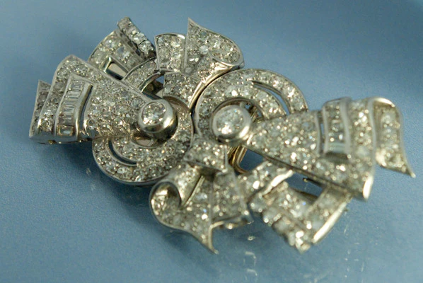 Double Clip Art déco Platine et Diamants - Image 2