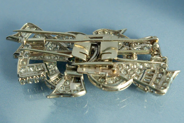 Double Clip Art déco Platine et Diamants - Image 3