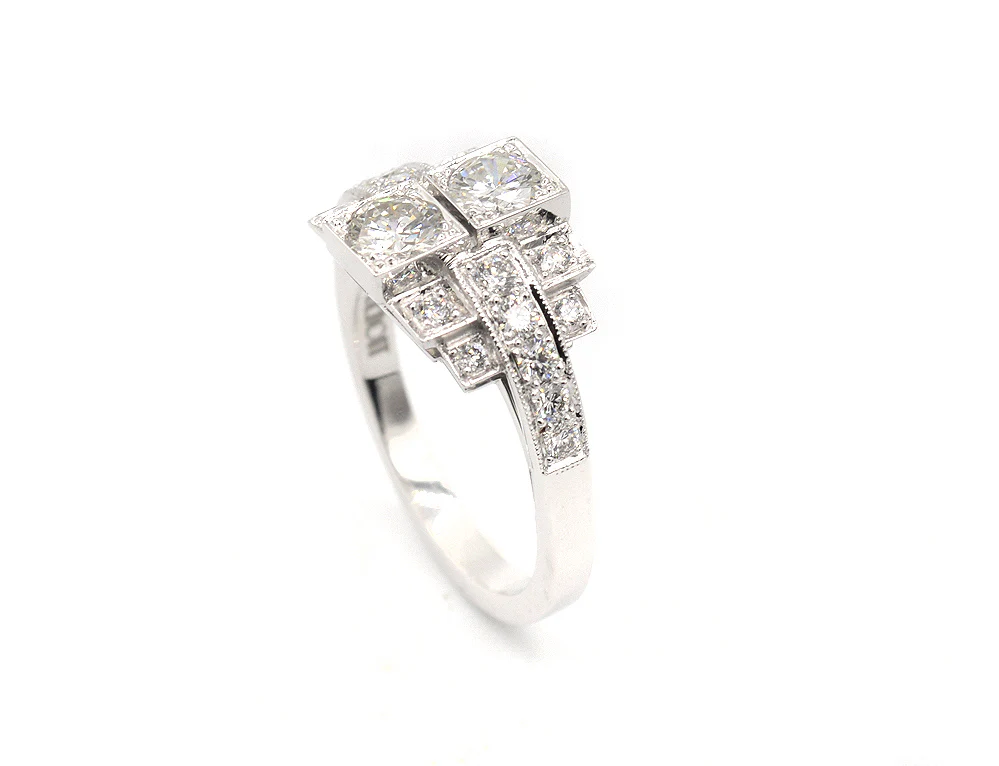 Bague Création Benoit Joaillier "Double Escaliers et Deux Diamants" - Image 3