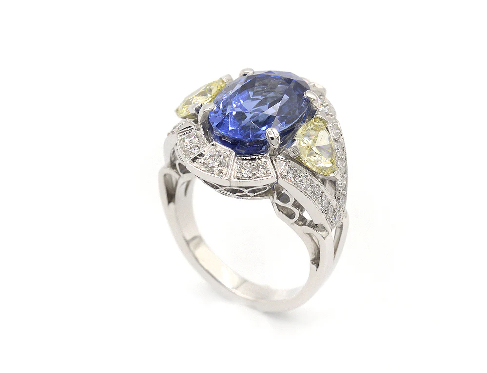 Bague Création Benoit Joaillier "Cocktail Saphir Diamant Jaune" - Image 3