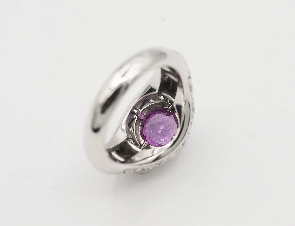 Bague Création Benoit Joaillier "Jonc Style Art Déco Saphir Rose" - Image 4